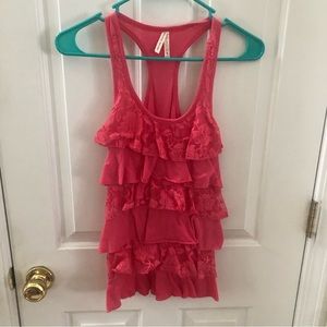 Color Story Coral Lace Tank Top Size Small